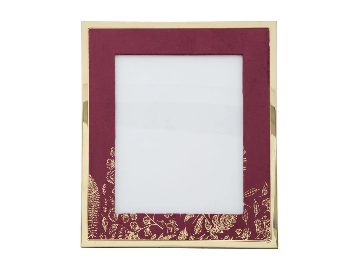 Cornice in metallo dorata e tessuto viola cm 28x1,5x33,5