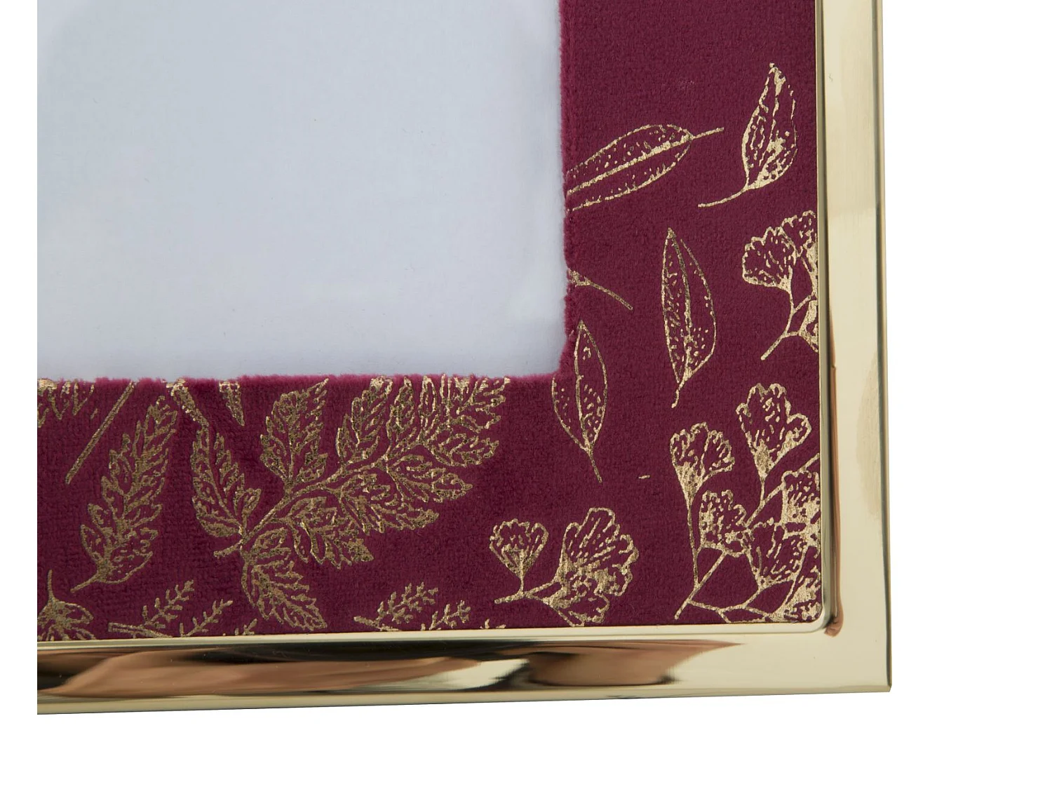 Cornice in metallo dorata e tessuto viola cm 28x1,5x33,5