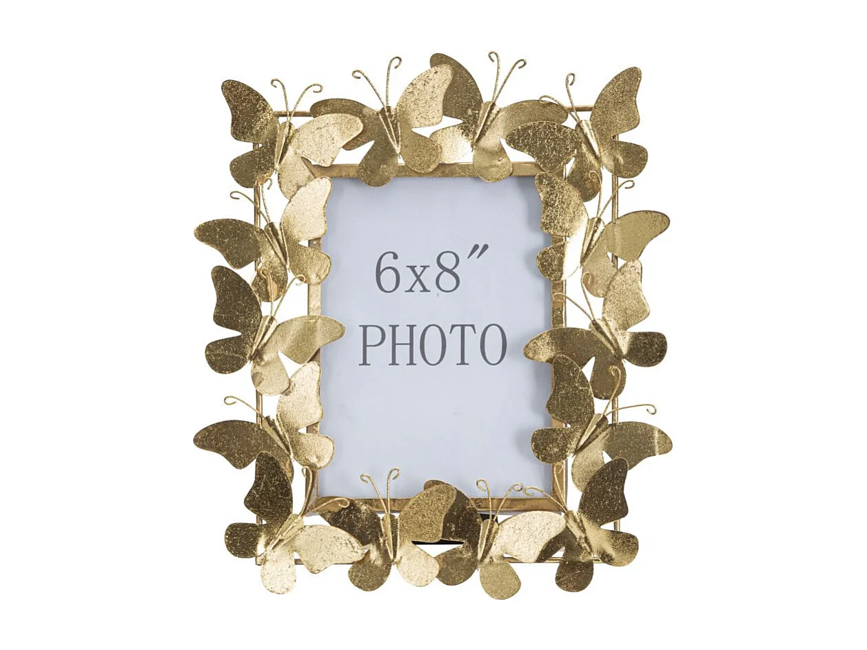 Cadre Photo Déco en Métal "Papillons" 15x20cm Or