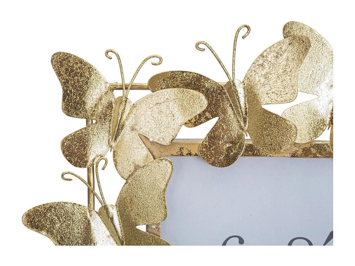 Cadre Photo Déco en Métal "Papillons" 15x20cm Or