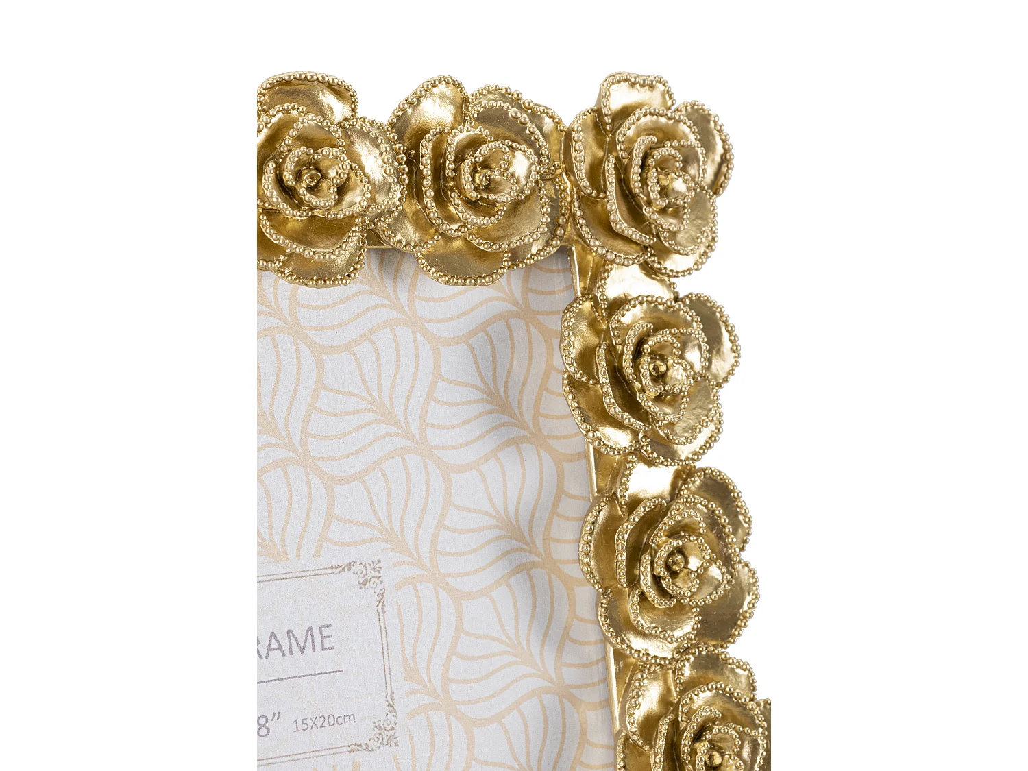 Cornice in resina dorata con roselline cm 21x2,5x25,5