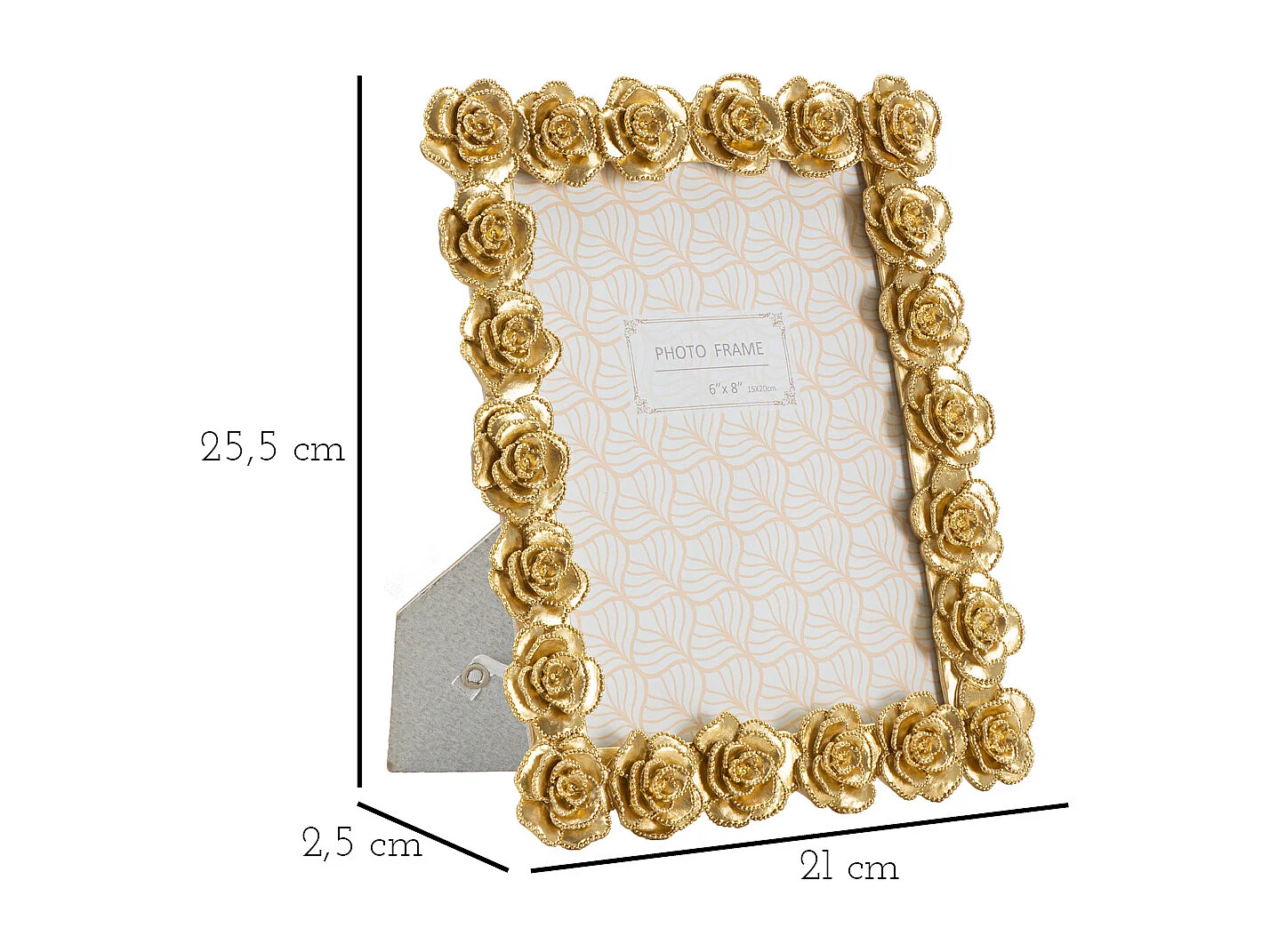 Cornice in resina dorata con roselline cm 21x2,5x25,5