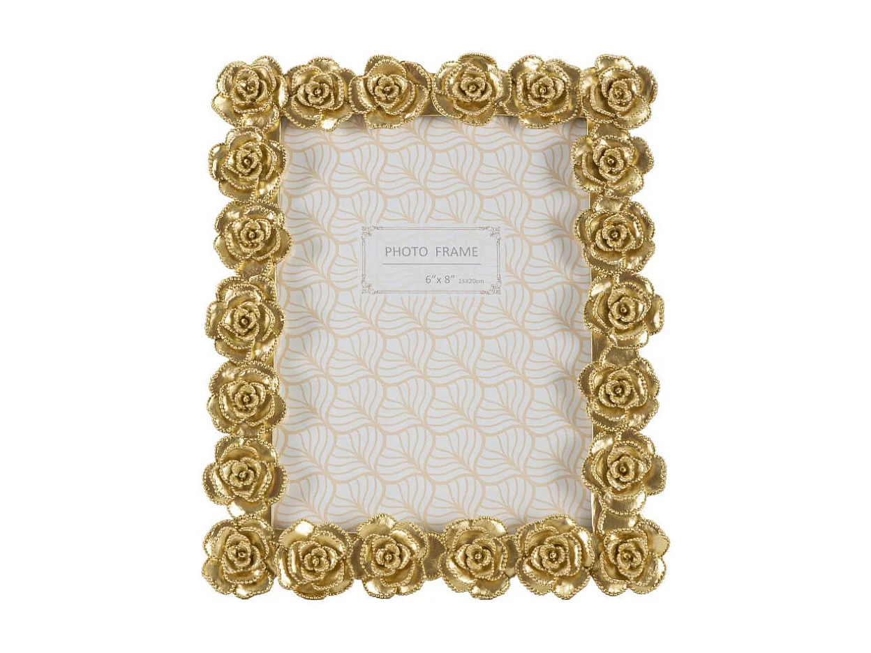 Cadre Photo Déco Roses "Rossen" 15x20cm Or