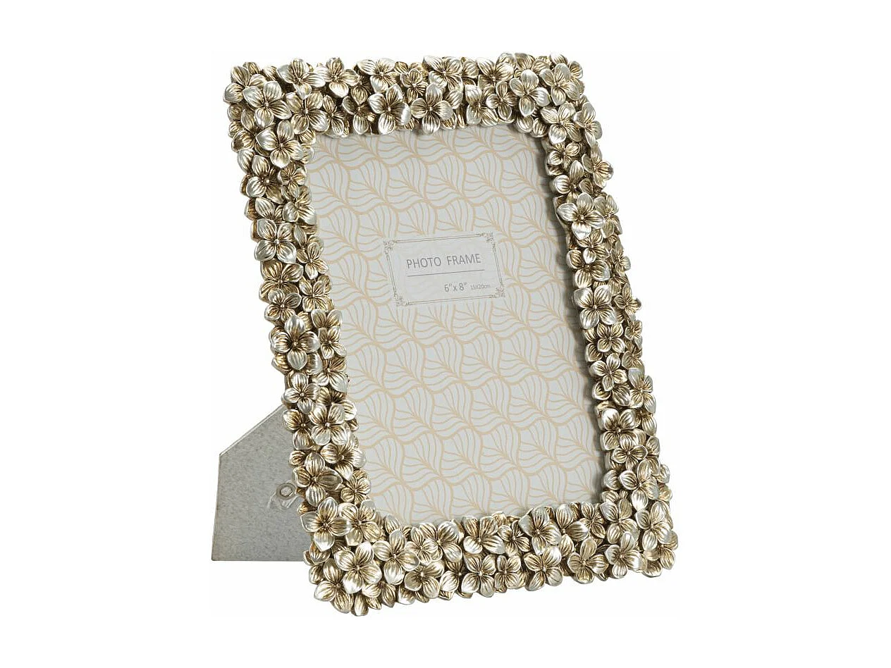 Cornice in resina argentata con fiori cm 21,5x2x26,5