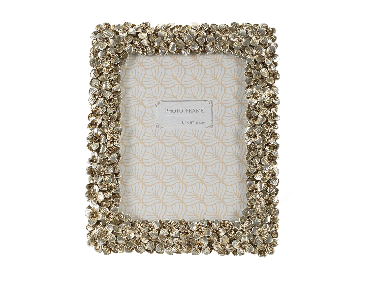 Cornice in resina argentata con fiori cm 21,5x2x26,5