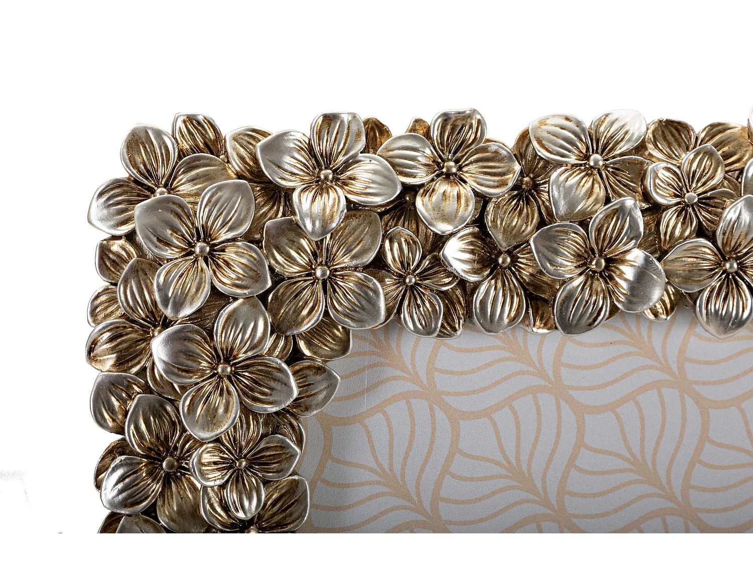 Cornice in resina argentata con fiori cm 21,5x2x26,5