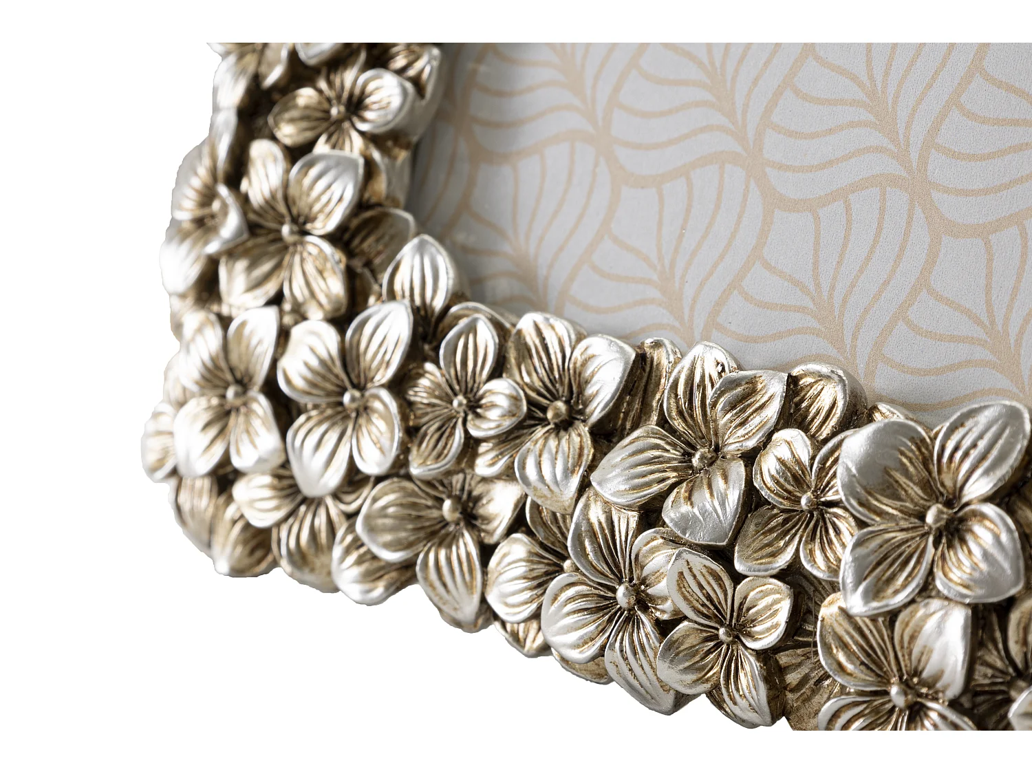 Cornice in resina argentata con fiori cm 21,5x2x26,5