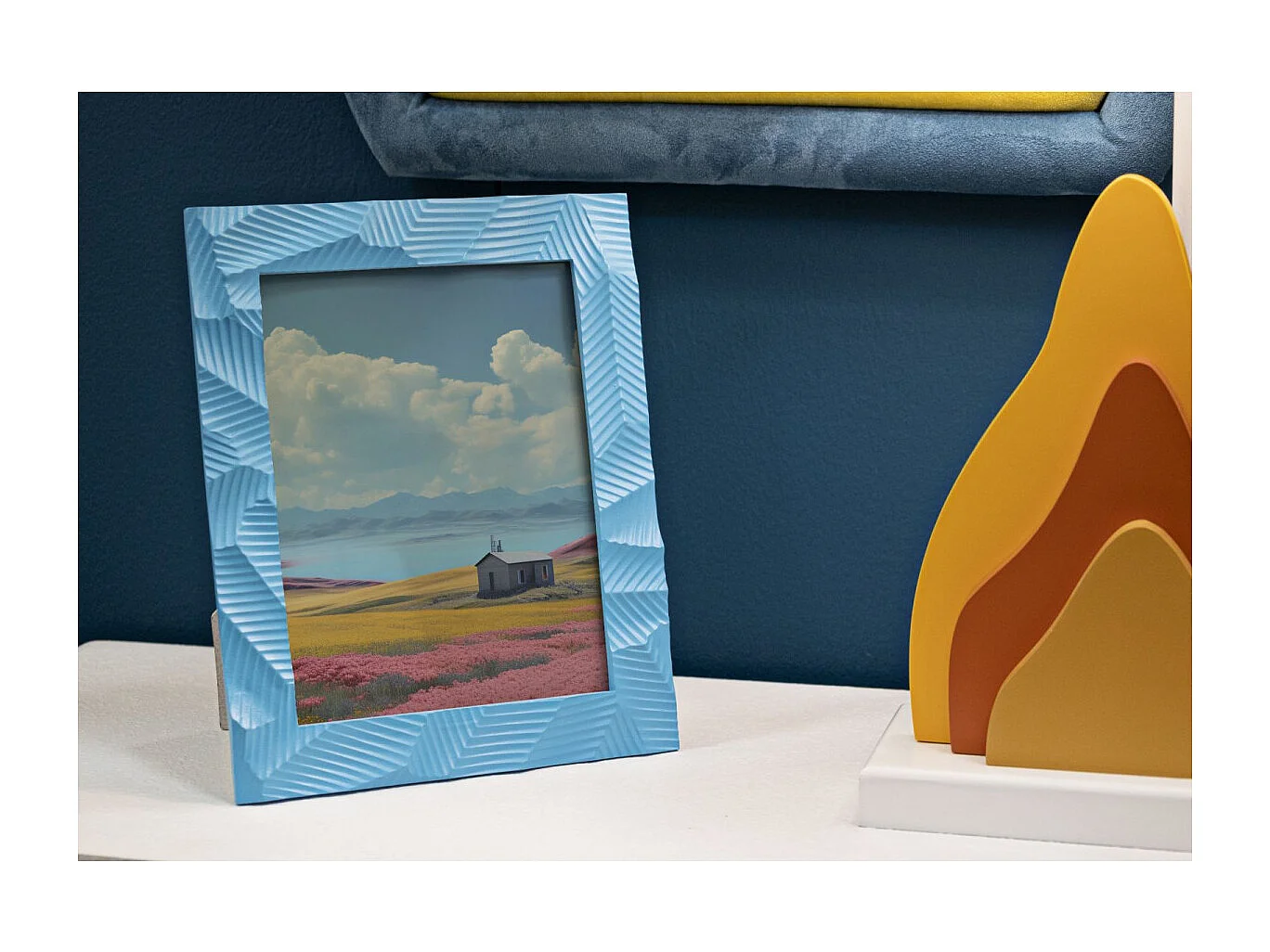 Cadre Photo Déco en Résine "Light" 15x20cm Bleu Clair