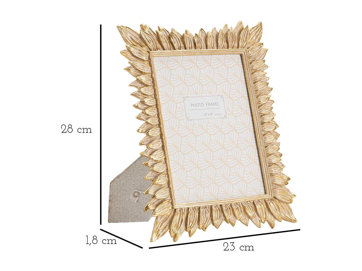 Cornice in resina dorata con petali cm 23x1,8x28