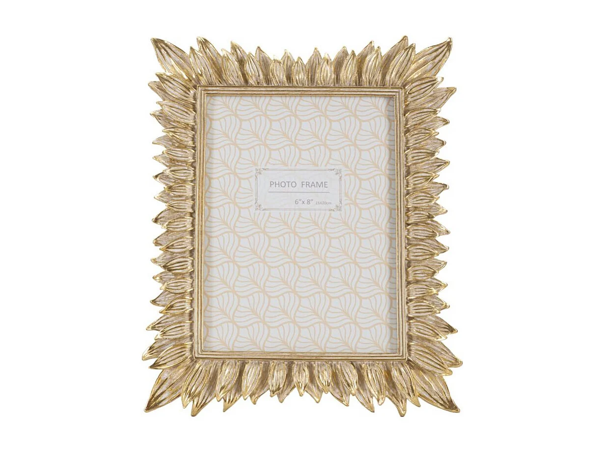 Cadre Photo Déco Pétale de Fleur "Mola" 15x20cm Or