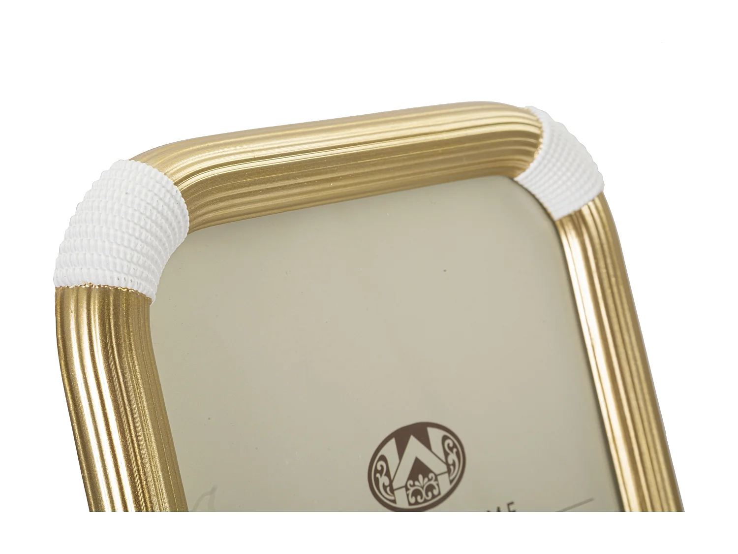 Cornice in resina dorata e bianca cm 25x2,6x30,2