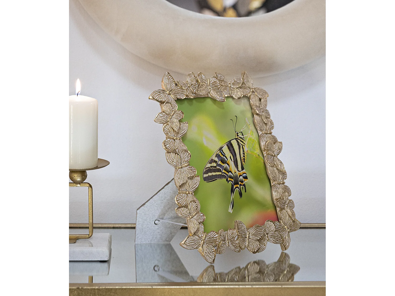 Cornice in resina dorata farfalle cm 22,3x2,3x27,8