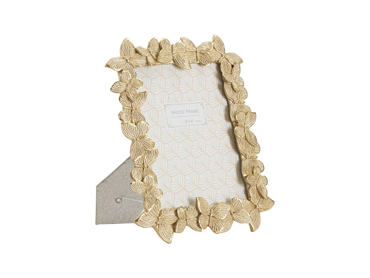 Cadre en résine dorée avec papillons 22,3x2,3x27,8 cm