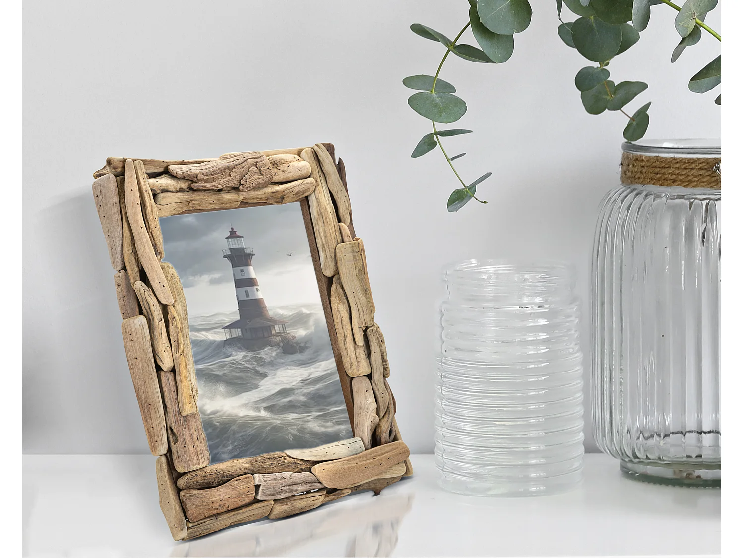 Cadre Photo Nature - Design Naturel en Bois de Tanoak - Dimensions 21x4x26 cm (Format Photo 15x20 cm)