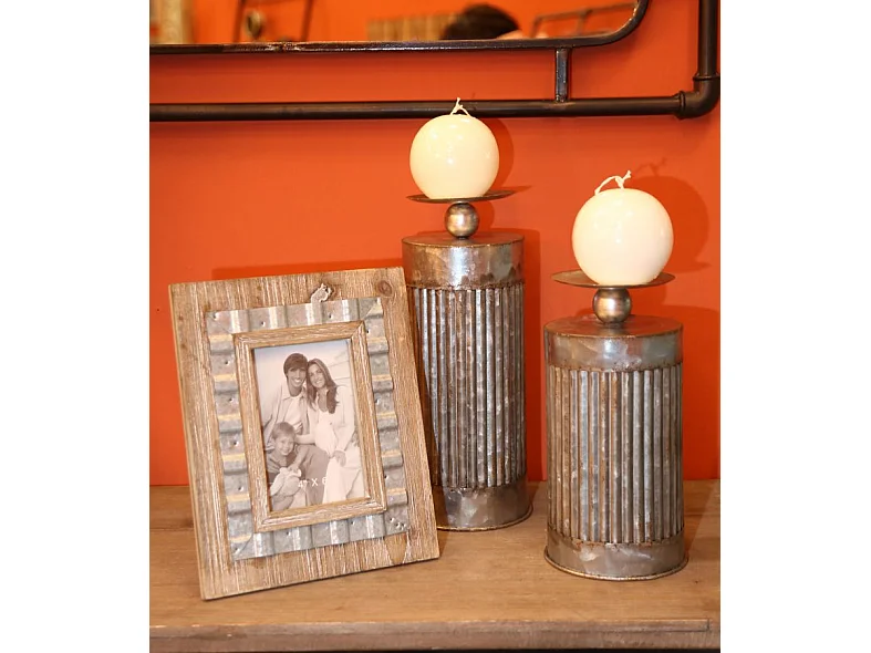 Cornice in legno e metallo marrone cm 21,5x3x26,5