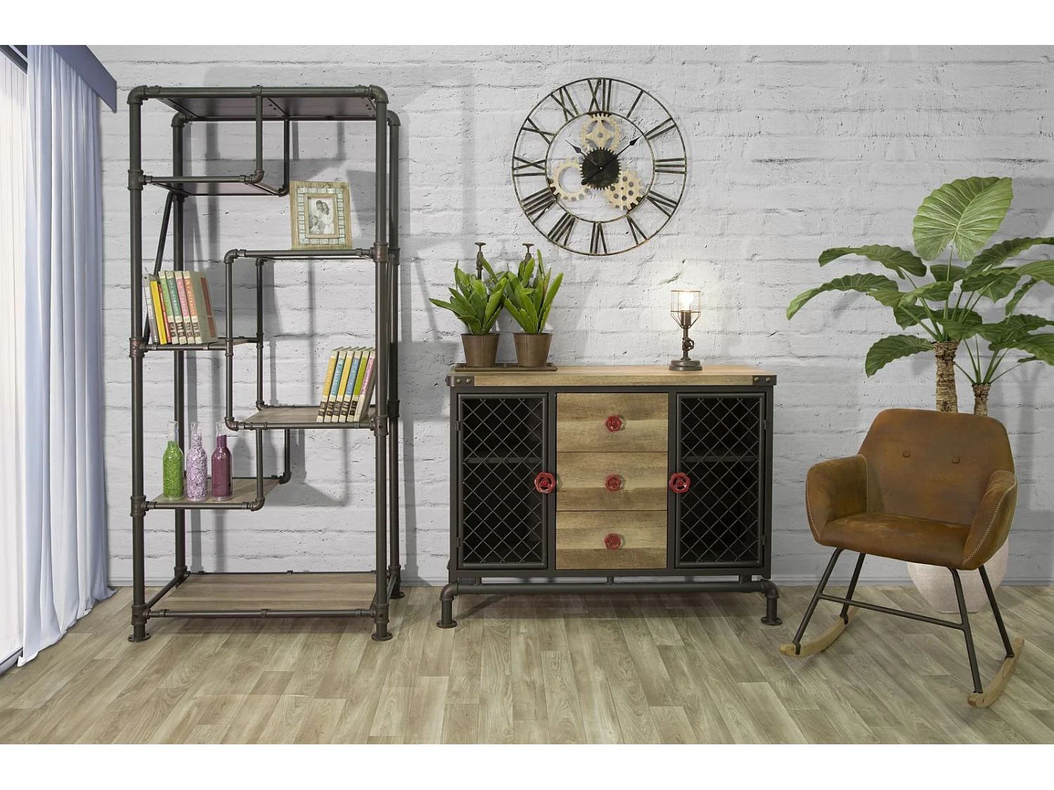 Cornice in legno e metallo marrone cm 21,5x3x26,5