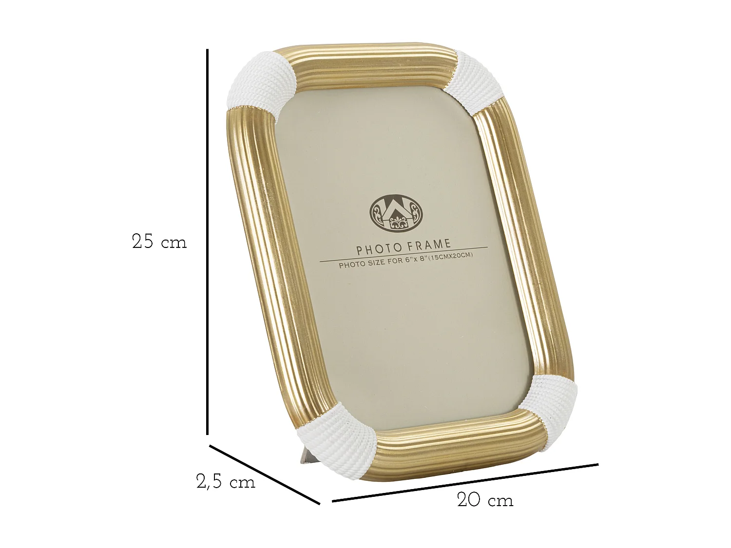 Cornice in resina dorata e bianca cm 20x2,5x25