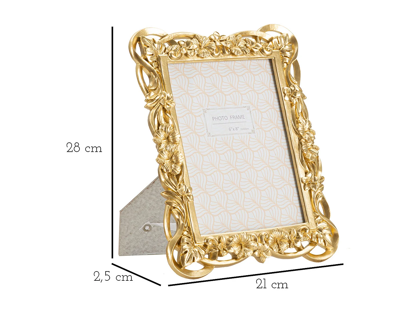 Cornice in resina dorata con fiori intrecciati cm 22,5x2,5x28