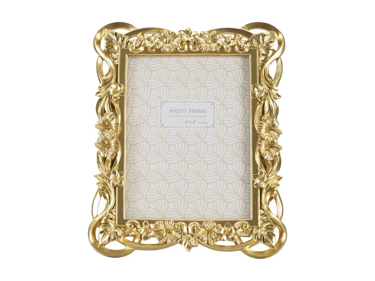 Cadre Photo Déco Fleurs "Flossy" 15x20cm Or