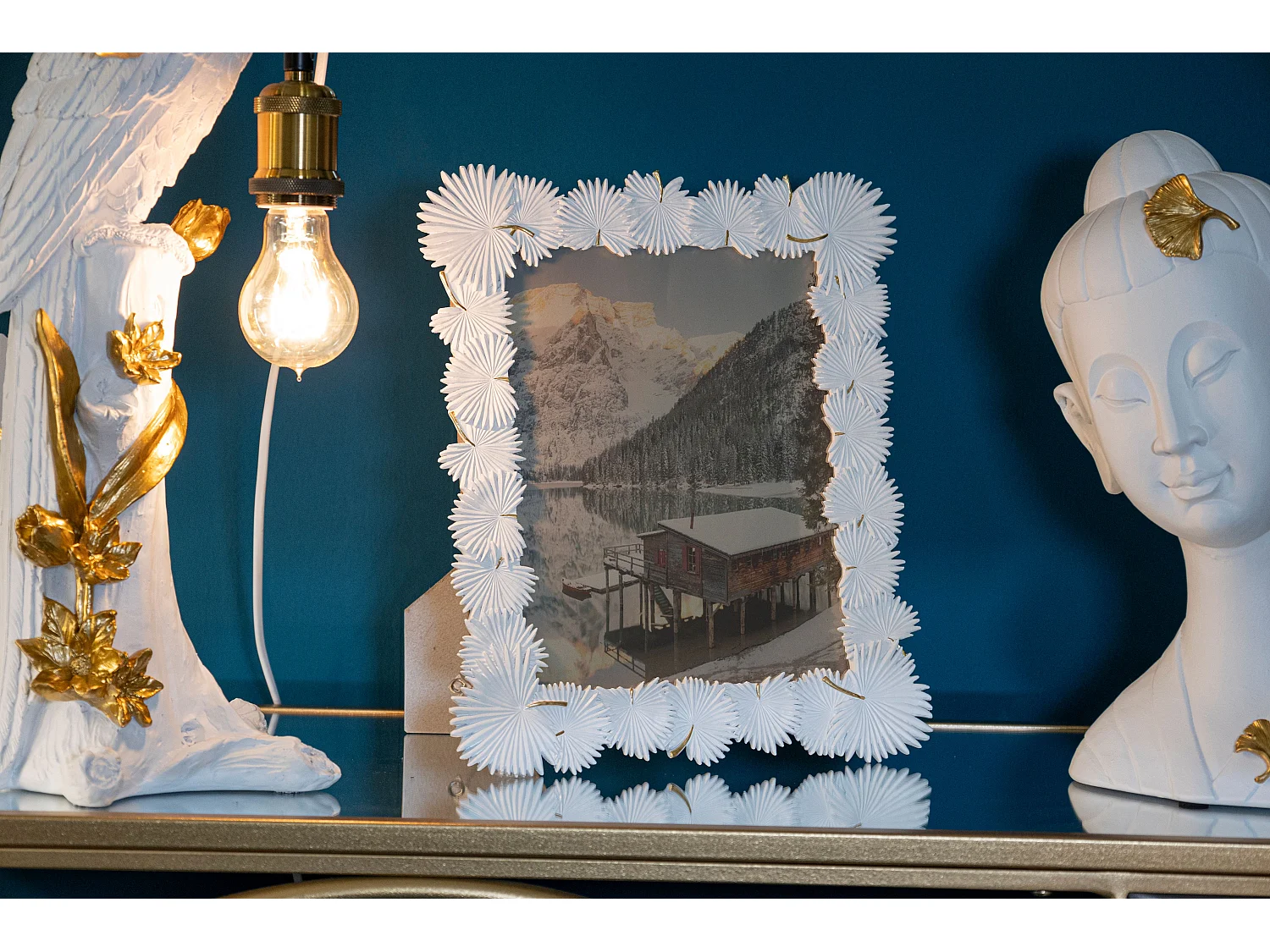 Cadre Photo Déco "Feuilles de Palmier" 20x25cm Blanc