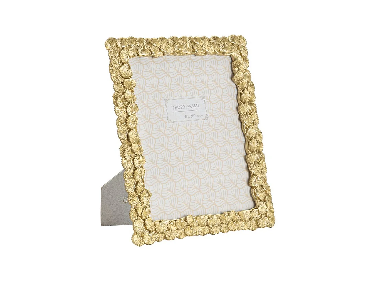 Cadre Photo tame - 25,5x1,8x30,5 cm (Photo 20x25 cm), Design Feuilles Doré