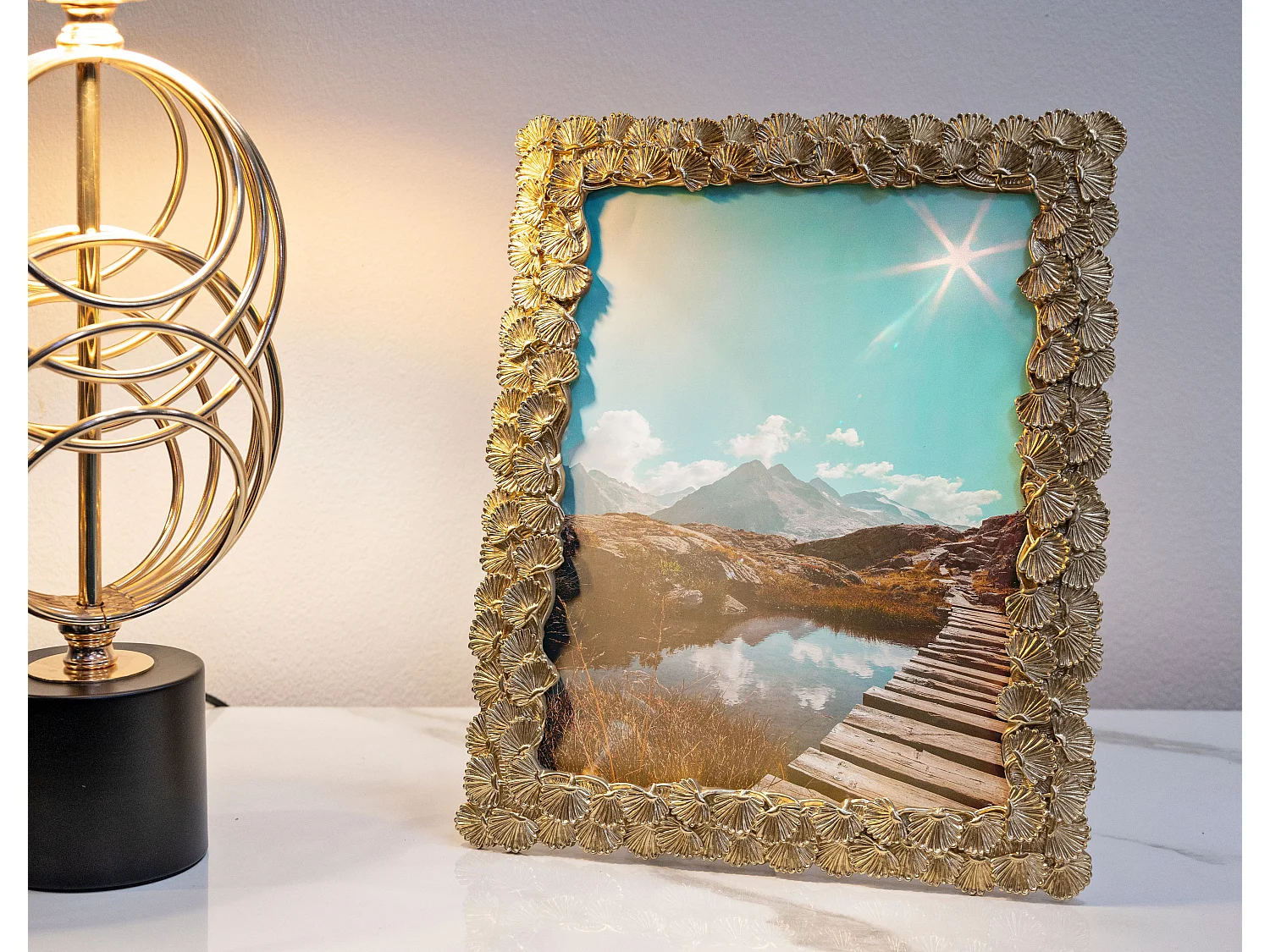 Cadre Photo Déco Feuilles "Tame" 20x25cm Or