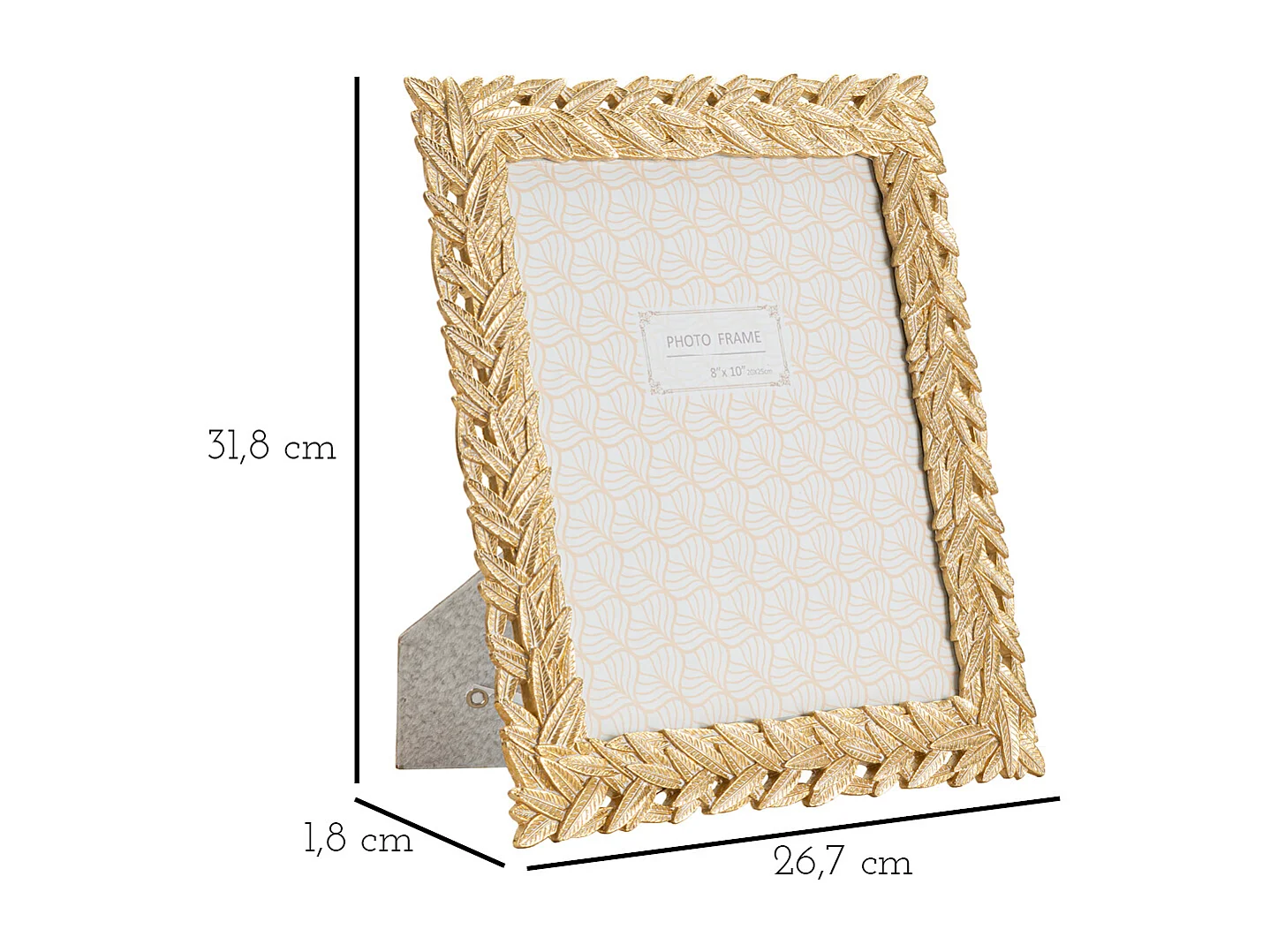 Cornice in resina dorata con foglie cm 26,7x1,8x31,8