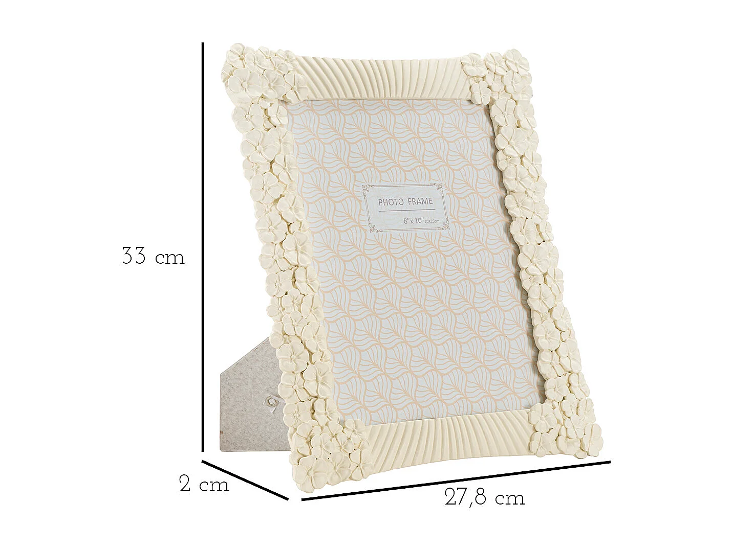 Cadre Photo Déco Fleurs "Cempalk" 20x25cm Crème