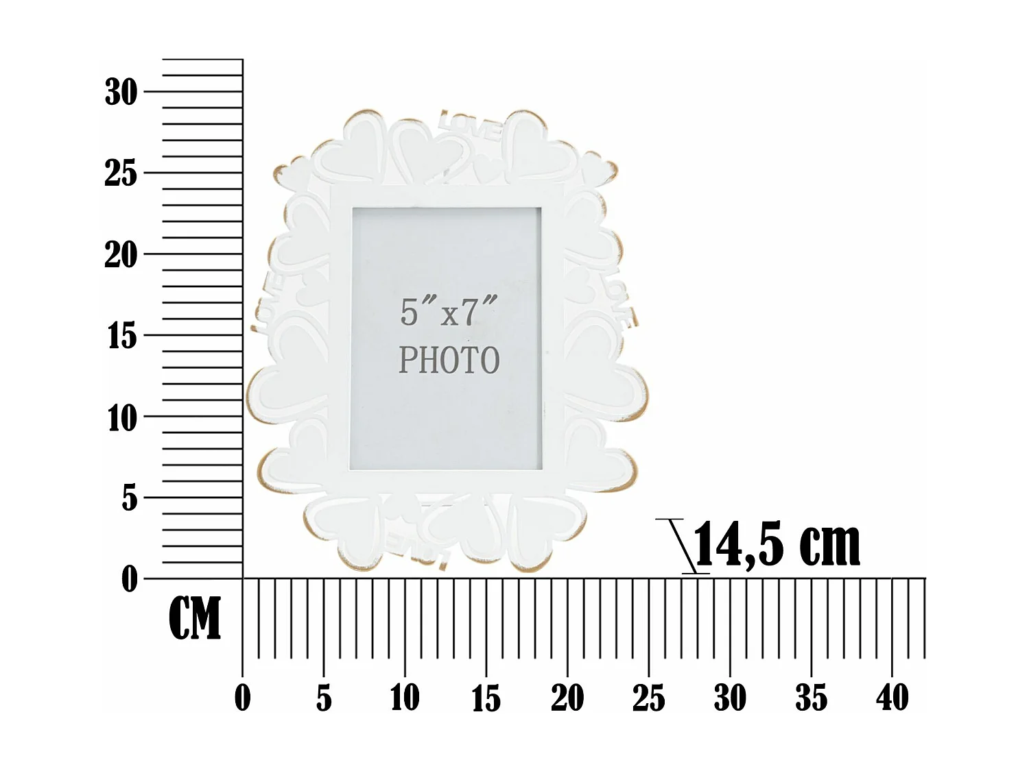 Cadre Photo Déco Cœur "Min" 12x17cm Blanc