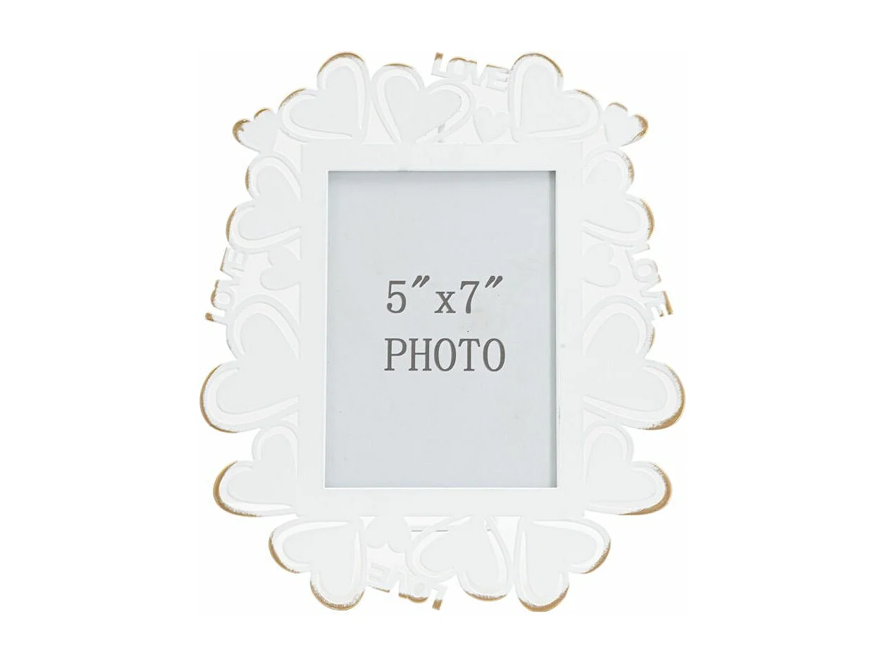 Cadre Photo Déco Cœur "Min" 12x17cm Blanc