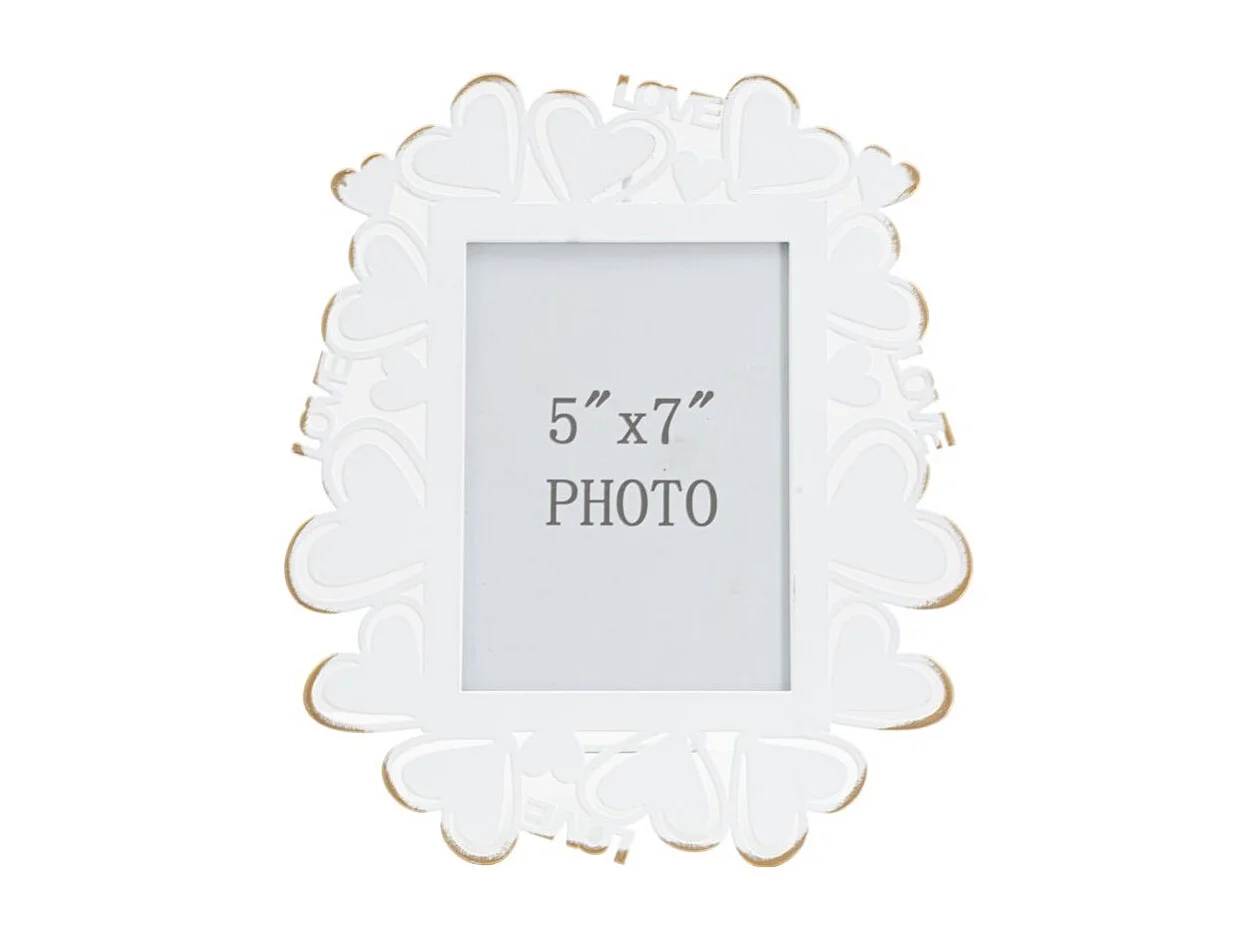 Cadre Photo Déco Cœur "Min" 12x17cm Blanc