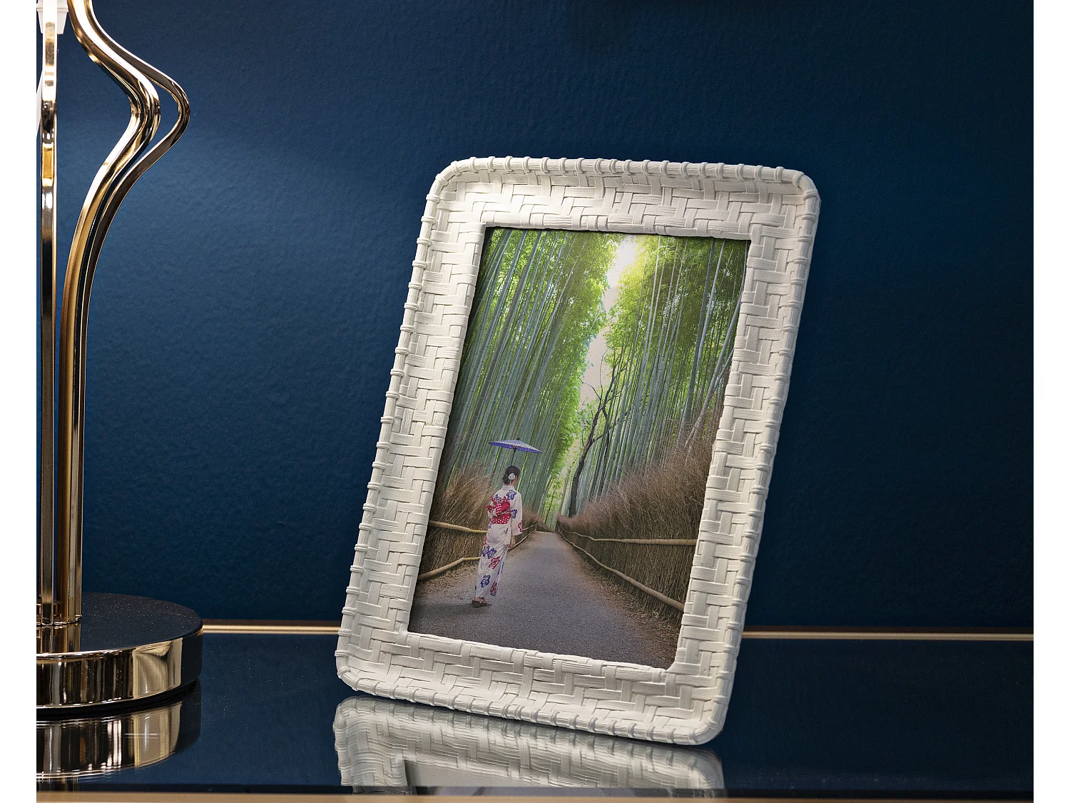 Cadre Photo Déco Bambou "Style" 15x20cm Crème