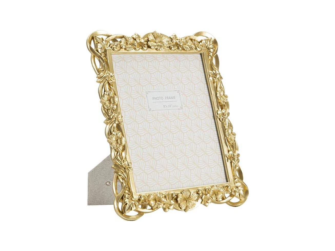 Cadre Photo flossy - 27,8x2,5x33,5 cm (Photo 20x25 cm), Design Fleurs et Feuilles Dorées