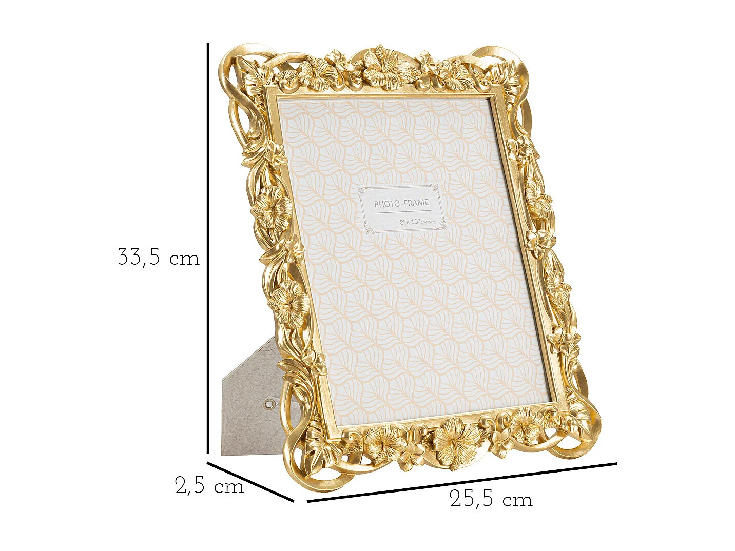 Cadre Photo Déco Fleurs "Flossy" 20x25cm Or