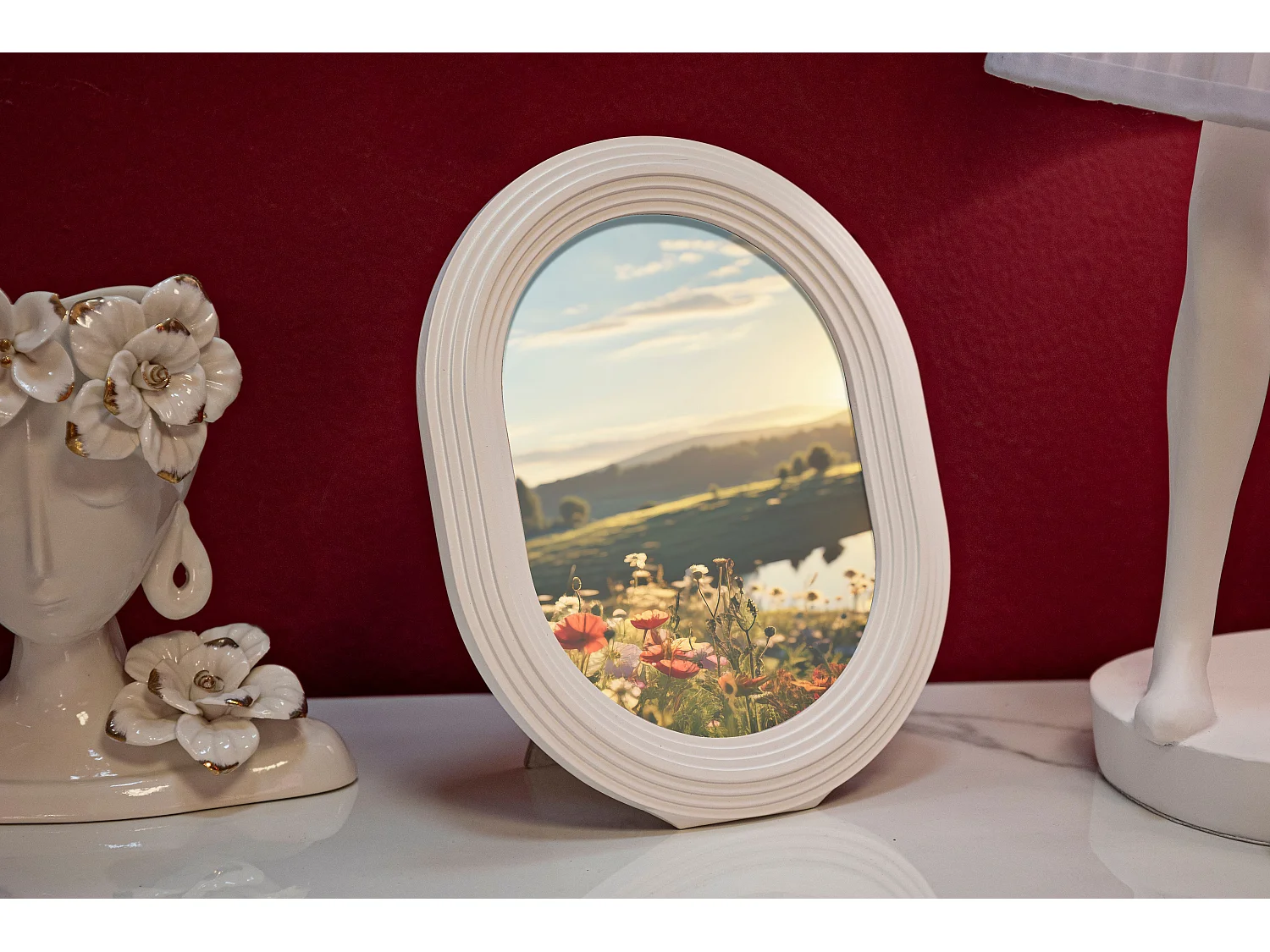 Cadre Photo Déco Linéaire "Ovally" 15x20cm Blanc