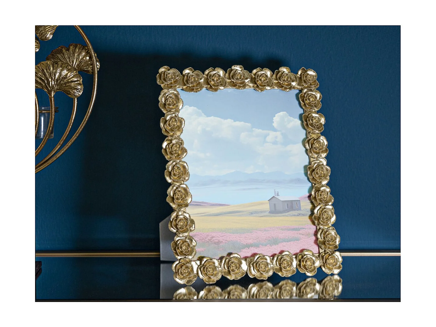 Cadre Photo Déco Roses "Rossen" 20x25cm Or