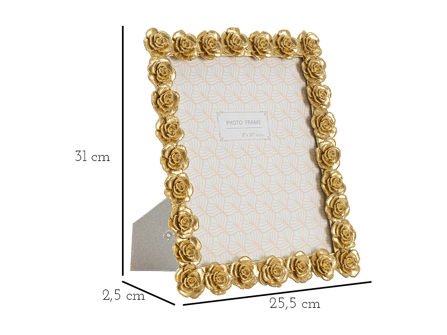 Cadre Photo Déco Roses "Rossen" 20x25cm Or