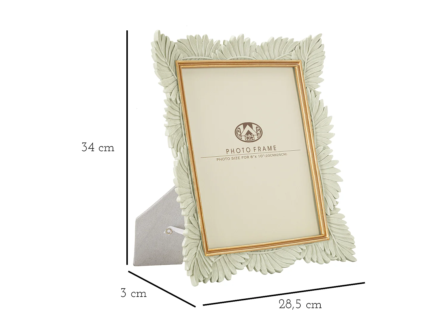 Cadre Photo Déco Feuilles "Pinty" 20x25cm Crème