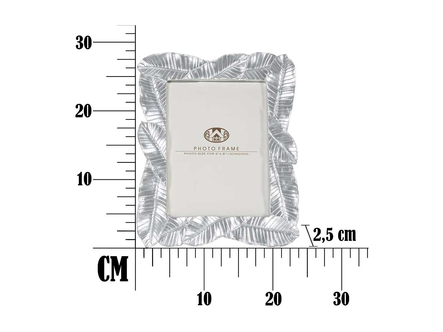 Cadre Photo Déco Feuilles de Laurier "Lefy" 15x20cm Argent