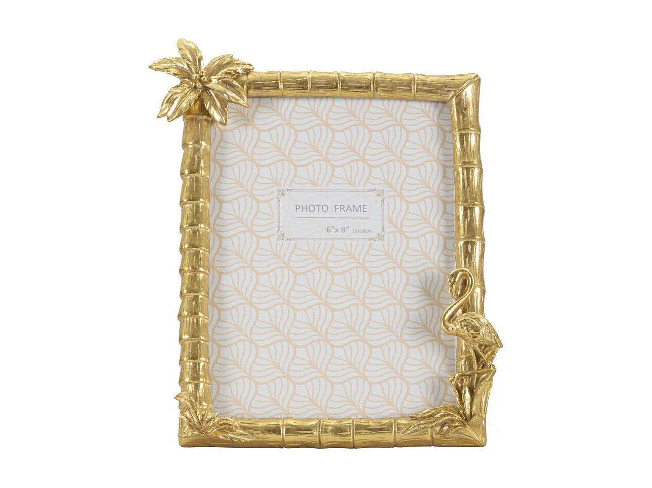 Cadre Photo Déco Palmier "Flamant Roe" 15x20cm Or