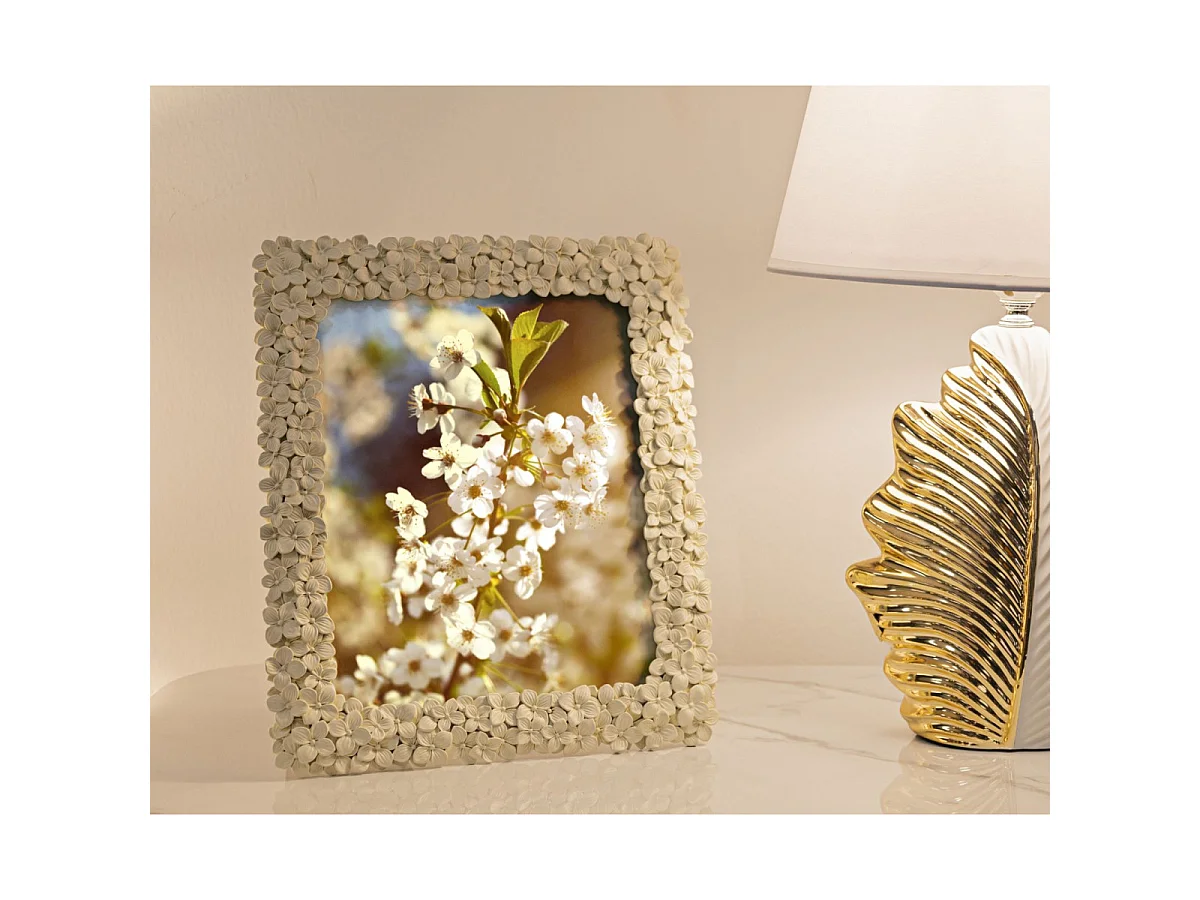Beige harslijst met kleine bloemen, 26,5x2x31,5 cm