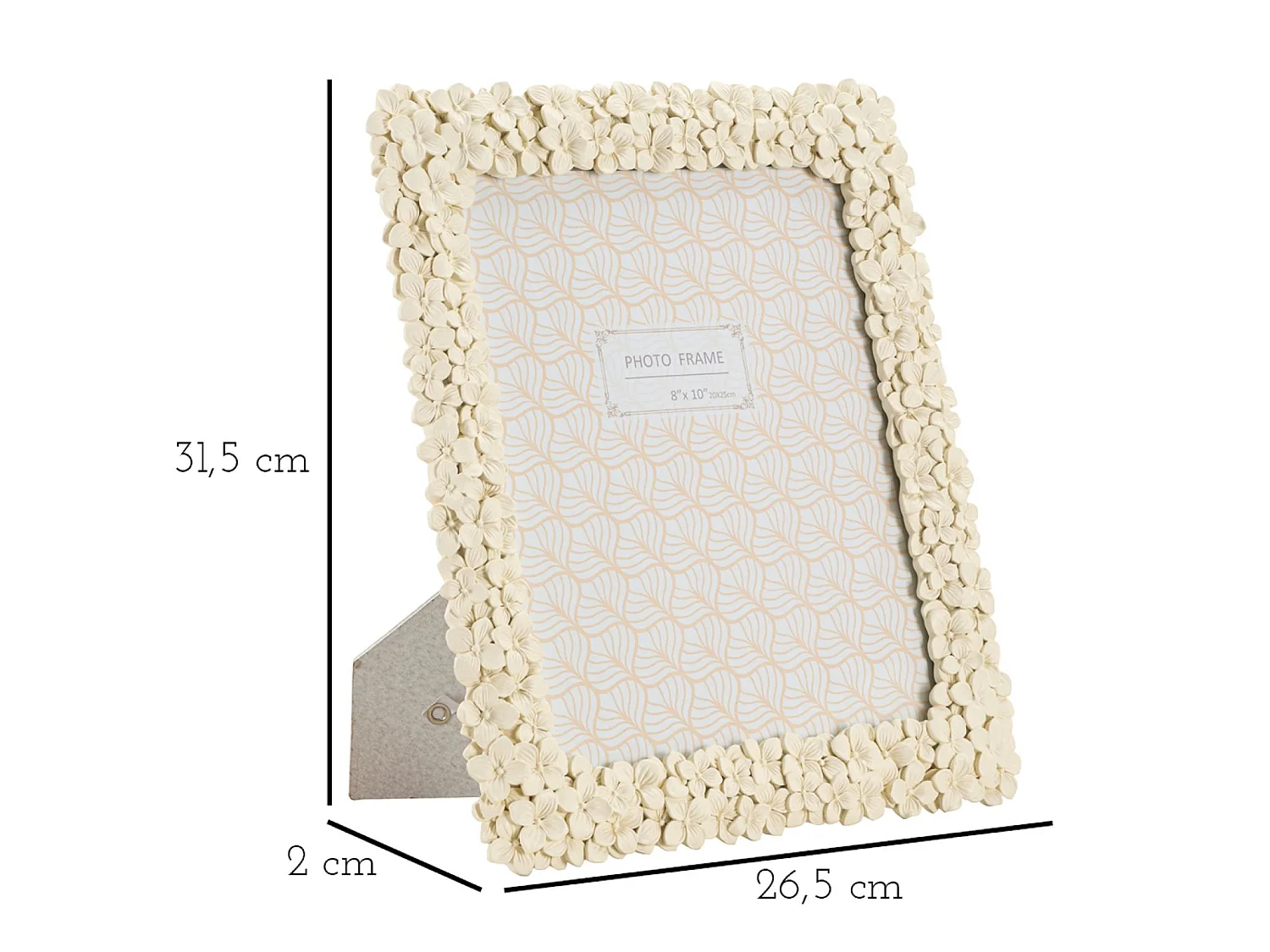 Beige harslijst met kleine bloemen, 26,5x2x31,5 cm