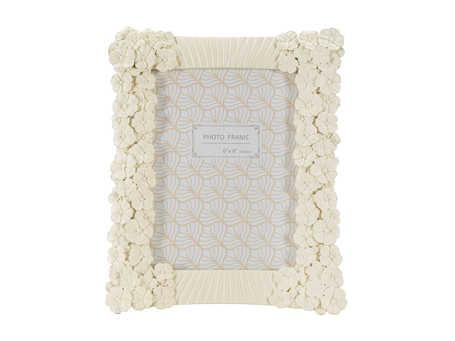 Cornice in resina beige con fiori e linee cm 22,8x2x28