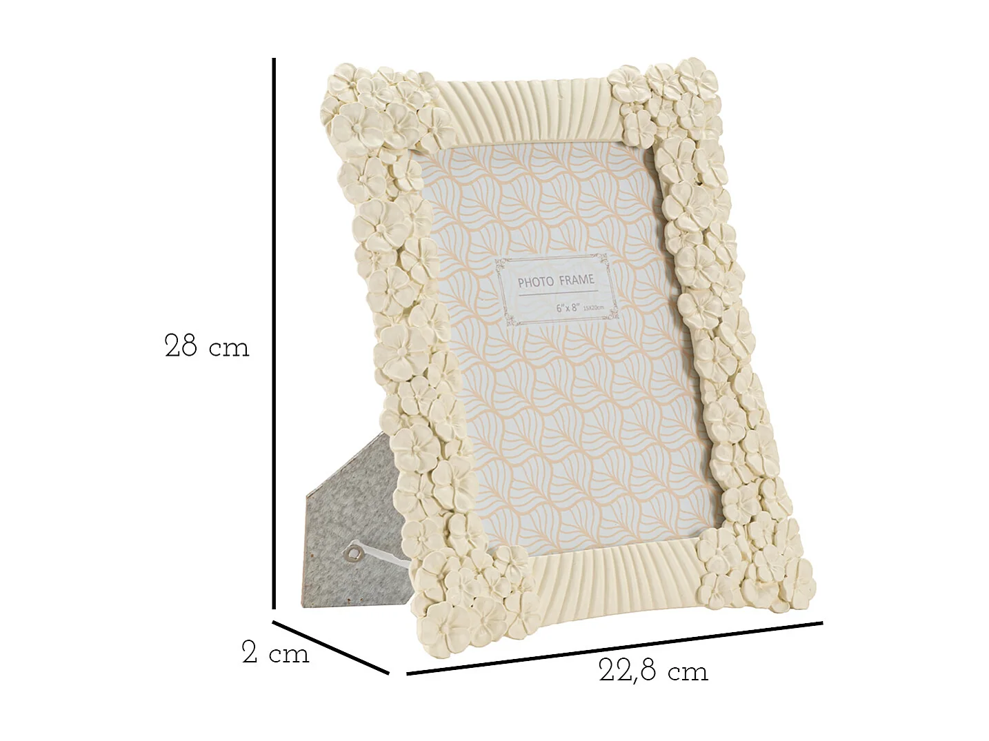 Cornice in resina beige con fiori e linee cm 22,8x2x28