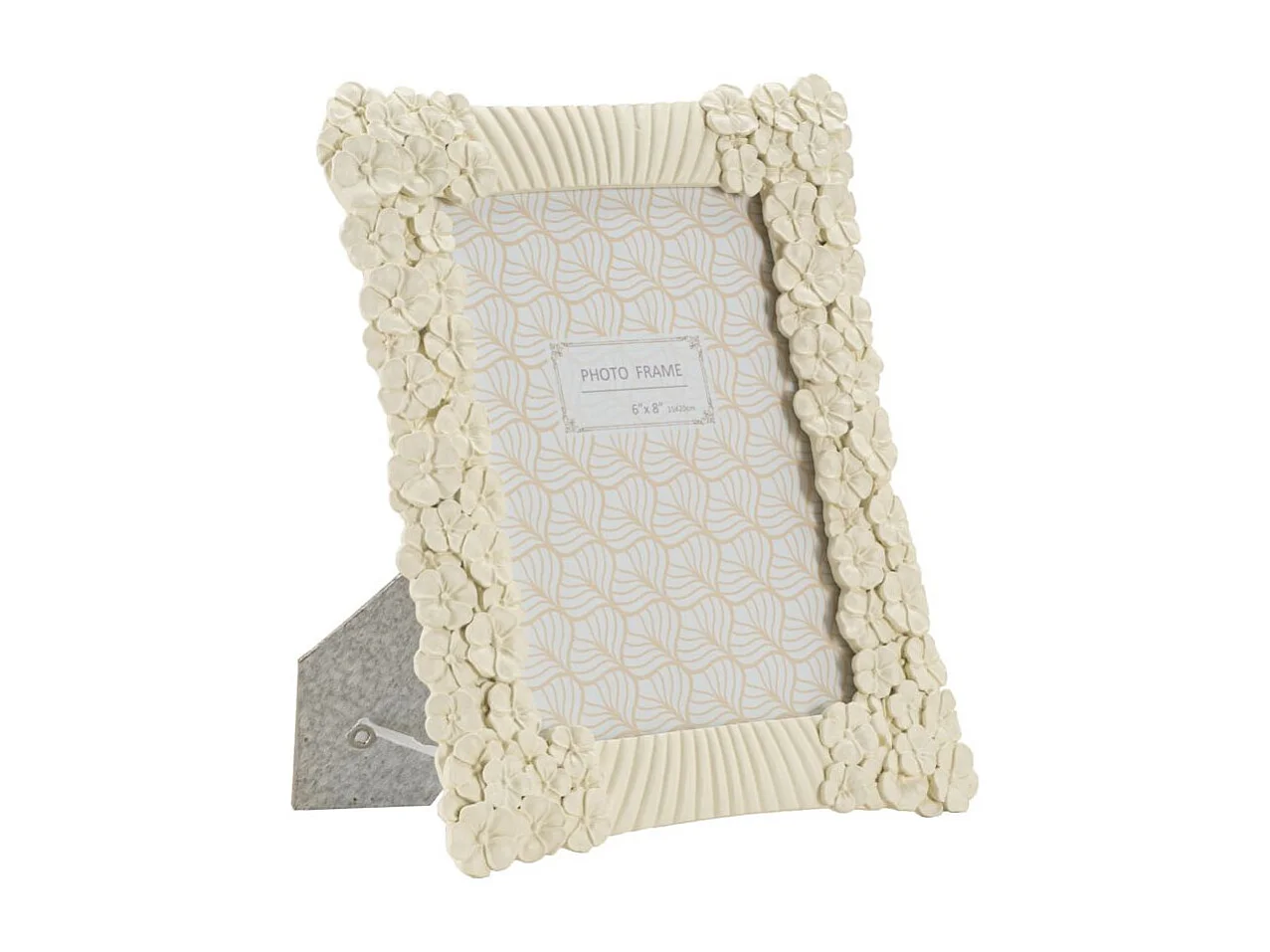 Cadre Photo Déco Fleurs "Cempalk" 15x20cm Crème