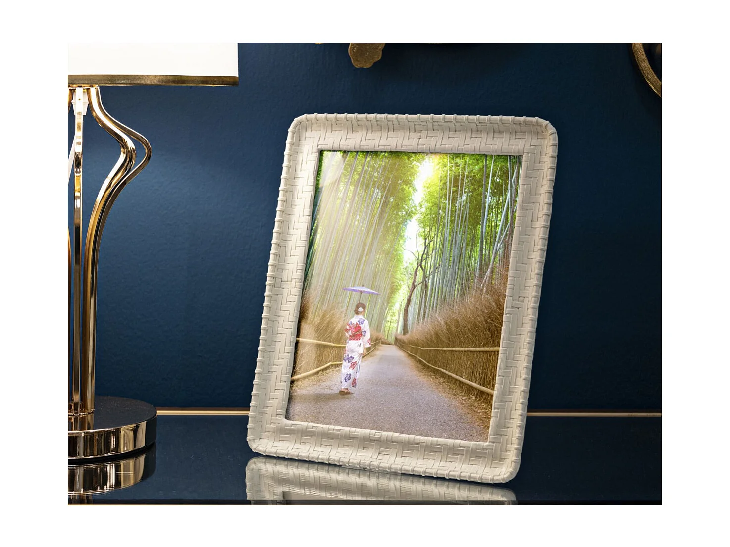 Cadre Photo Déco Bambou "Style" 20x25cm Crème