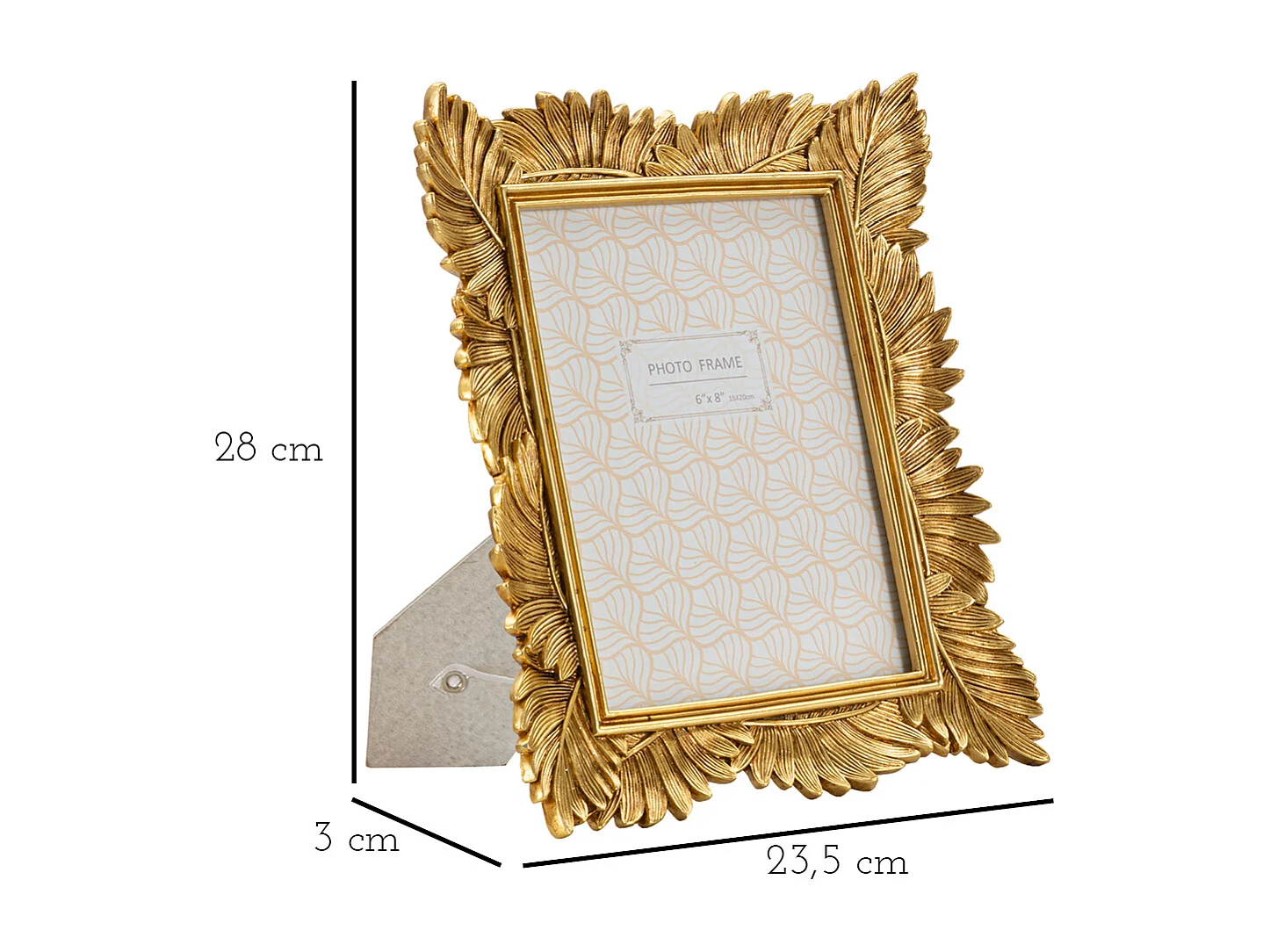 Cornice in resina dorata con foglie cm 23,5x3x28