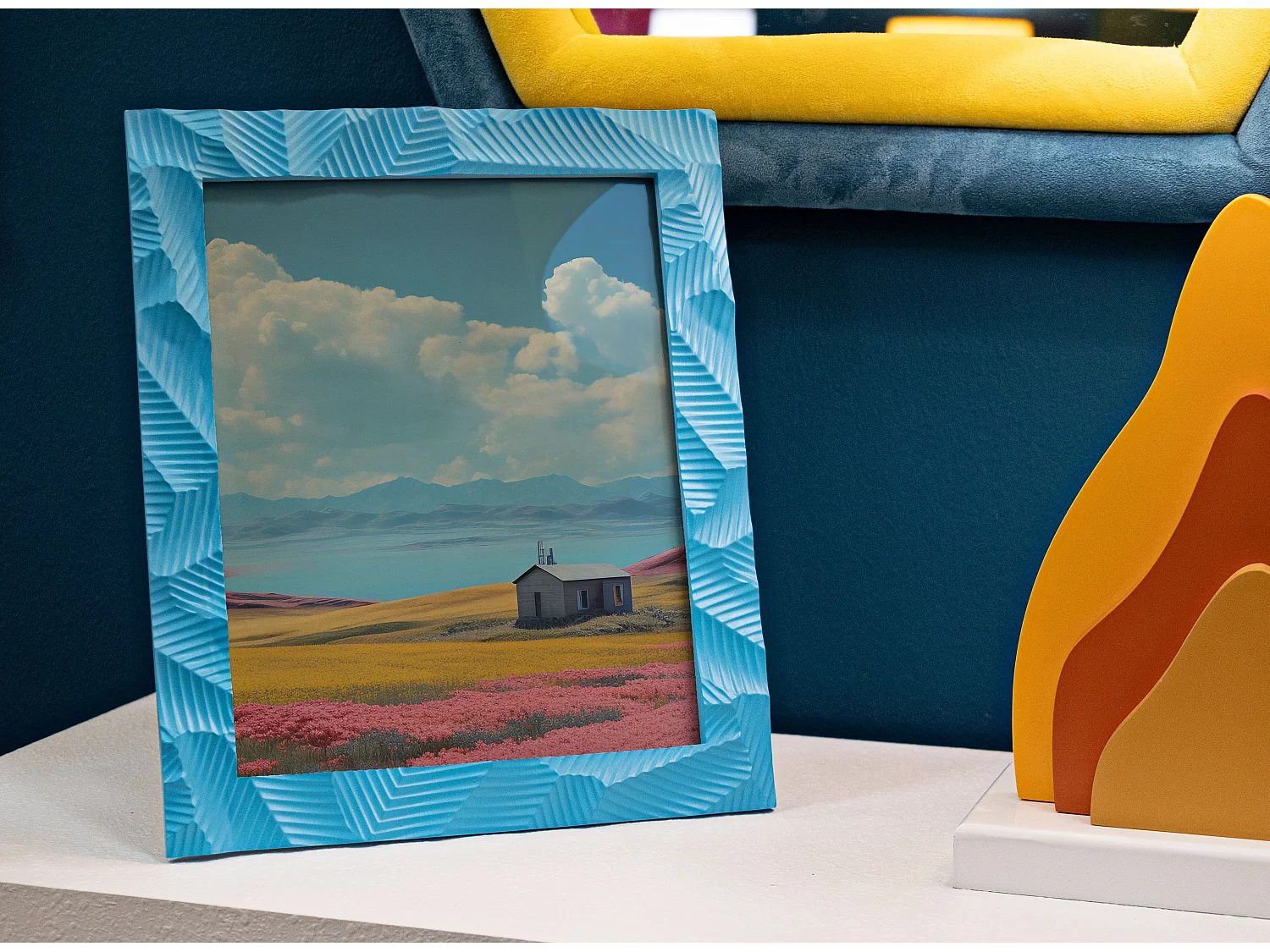 Cadre Photo Déco en Résine "Light" 20x25cm Bleu Clair