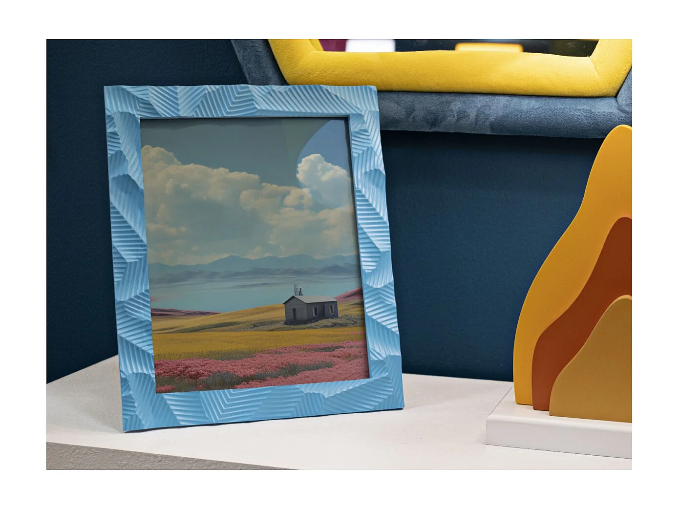 Cadre Photo Déco en Résine "Light" 20x25cm Bleu Clair