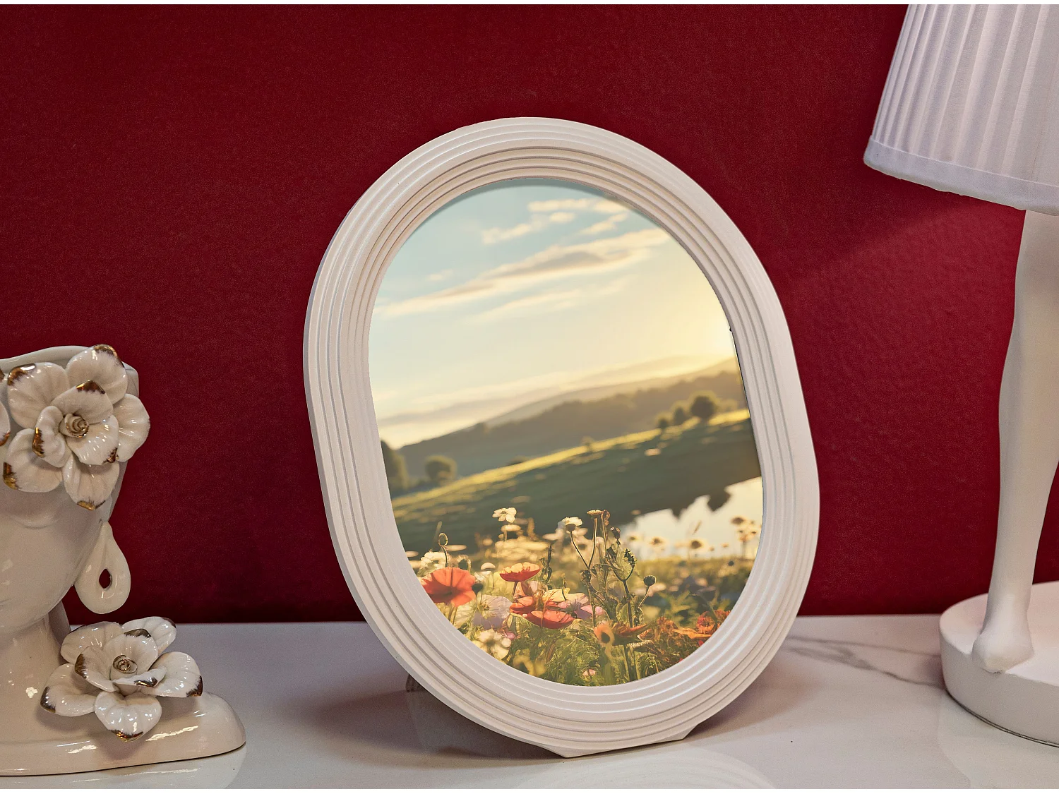 Cadre Photo Déco Linéaire "Ovally" 20x25cm Blanc